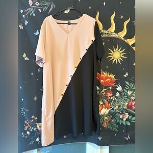 SHEIN Asymmetrical Black and Pink Dress